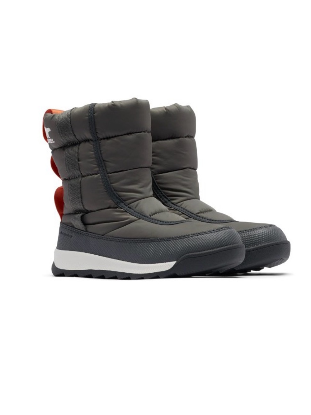 🐾 Sorel Kids Gray and Red Insulated Puffer Boots